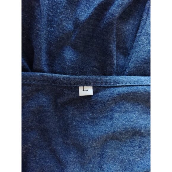 Alishebuy Long Sleeve Blue Top With Smocked Cuffs & V-Neckline.NWT - Picture 3 of 7